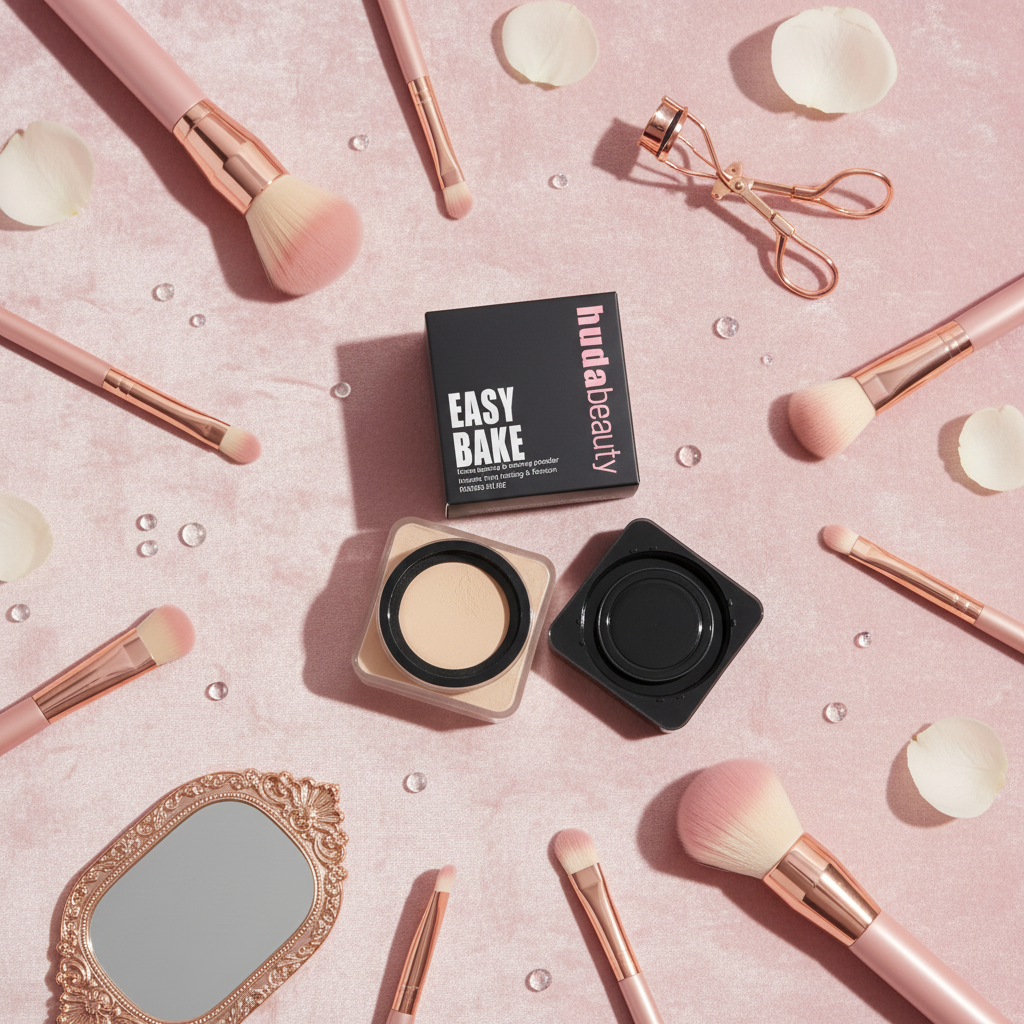 Huda Beauty Easy Bake Flat Lay